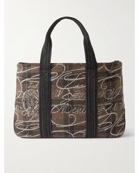 Berluti - Leather-Trimmed Scritto Checked Jacquard Tote Bag - Lyst