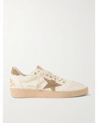 Golden Goose - Ball Star Distressed Suede-Trimmed Canvas Sneakers - Lyst