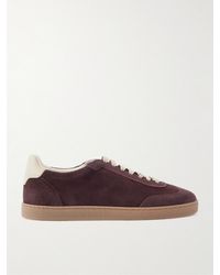 Brunello Cucinelli - Coda Di Rondine Leather-Trimmed Waxed-Suede Sneakers - Lyst