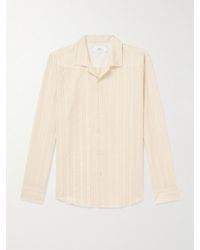 MR P. - Camp-collar Embroidered Striped Cotton And Linen-blend Shirt - Lyst