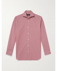 dunhill - Cutaway-Collar Striped Cotton-Poplin Shirt - Lyst
