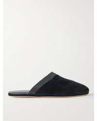 John Lobb - Knighton Leather-Trimmed Suede Slippers - Lyst