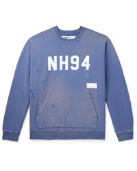 Neighborhood - Savage Printed Distressed Cotton-Jersey Sweatshirt - Lyst