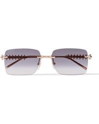 Cartier - Clash De Cartier Rimless Rectangular-frame Gold-tone Sunglasses - Lyst