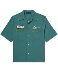 Amiri - Camp-Collar Logo-Embroidered Modal-Satin Shirt - Lyst