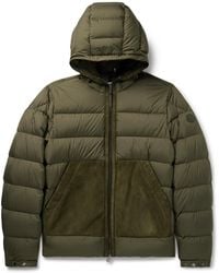 Moncler - Tuffes Slim-Fit Suede-Trimmed Quilted Shell Down Hooded Jacket - Lyst