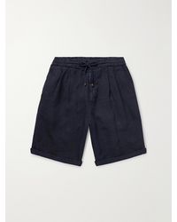 Brunello Cucinelli - Straight-Leg Pleated Linen Drawstring Bermuda Shorts - Lyst