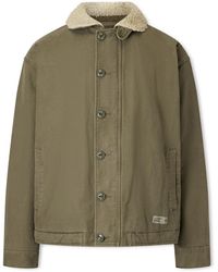 Neighborhood - N-1 Fleece-trimmed Logo-print Padded Cotton Jacket - Lyst