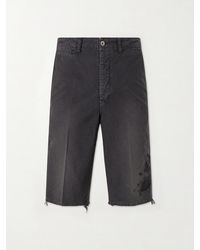 Visvim - Straight-leg Frayed Cotton-twill Shorts - Lyst