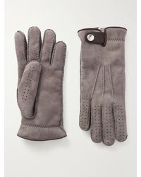 Brunello Cucinelli - Leather-Trimmed Suede Gloves - Lyst