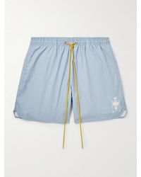 Rhude - Straight-leg Mid-length Logo-embroidered Swim Shorts - Lyst