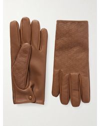 Gucci - Monogram-Embossed Leather Gloves - Lyst