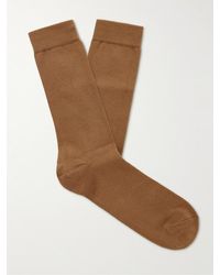 Sunspel Stretch Cotton-blend Socks - Brown