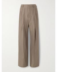 Dries Van Noten - Weit geschnittene Hose aus gestreiftem Twill aus einer Leinen-Wollmischung mit Falten - Lyst