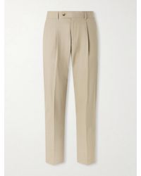 Paul Smith - Straight-Leg Pleated Organic Cotton-Twill Trousers - Lyst
