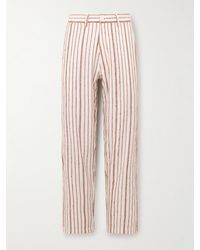Kardo - Thomas Straight-leg Embroidered Striped Cotton Suit Trousers - Lyst