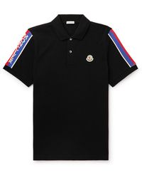 Moncler - Logo-appliquéd Webbing-trimmed Cotton-piqué Polo Shirt - Lyst