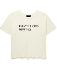 Enfants Riches Deprimes - Cropped Distressed Logo-print Cotton-jersey T-shirt - Lyst
