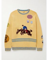Bode - Jockey Appliquéd Intarsia Alpaca And Wool-Blend Sweater - Lyst