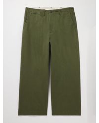 Beams Plus - Wide-Leg Herringbone Cotton-Twill Trousers - Lyst