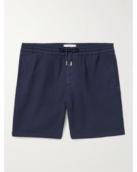 MR P. Straight-leg Textured Cotton-dobby Drawstring Shorts - Blue