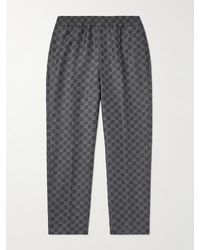 Gucci - Tapered Cropped Monogrammed Wool-flannel Trousers - Lyst