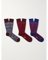 Missoni Set di tre paia di calze in misto cotone a righe - Blu