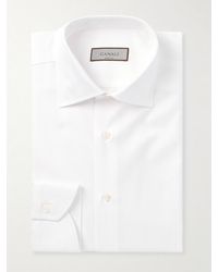 Canali - Hemd aus Baumwolle mit Fischgratmuster und Cutaway-Kragen - Lyst