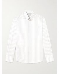 Brunello Cucinelli - Button-down Collar Striped Cotton Shirt - Lyst