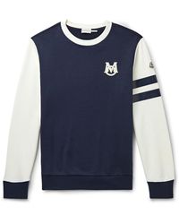 Moncler - Logo-embroidered Two-tone Cotton-jersey Sweatshirt - Lyst