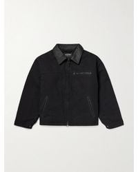 FRIZMWORKS - Leather-Trimmed Distressed Padded Cotton-Canvas Jacket - Lyst