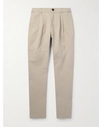 MR P. - Steve Straight-leg Pleated Organic Cotton And Linen-blend Twill Trousers - Lyst