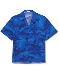 Valentino Garavani - Camp-collar Camouflage-print Cotton-poplin Shirt - Lyst