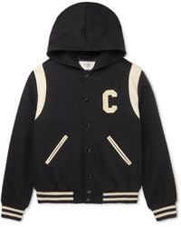 Celine - Appliquéd Wool And Cashmere-Blend Hooded Varsity Jacket - Lyst