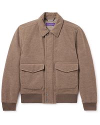 Ralph Lauren Purple Label - Deshler Brushed Wool-blend Flannel Bomber Jacket - Lyst