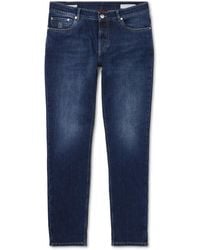 Brunello Cucinelli - Slim-Fit Straight-Leg Logo-Embroidered Jeans - Lyst