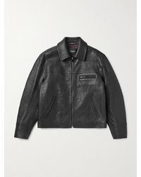 Versace - Slim-Fit Full-Grain Leather Blouson Jacket - Lyst