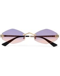 Cartier - Panthère De Cartier Rimless Hexagon-Frame-Tone Sunglasses - Lyst
