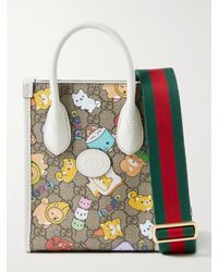 Gucci - Angela Nguyen Tote bag mini in tela spalmata con finiture in pelle e stampa Mini GG Supreme - Lyst