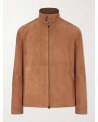 Canali - Suede Harrington Jacket - Lyst