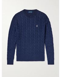 Polo Ralph Lauren - Driver Logo-Embroidered Cable-Knit Cotton Sweater - Lyst