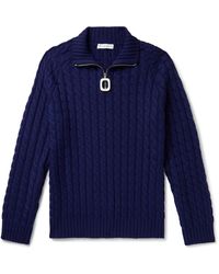 JW Anderson - Slim-fit Cable-knit Merino Wool Half-zip Sweater - Lyst