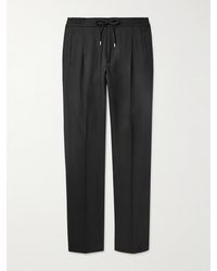Lardini - Straight-Leg Pleated Wool-Blend Twill Drawstring Trousers - Lyst