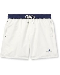 Brunello Cucinelli - Straight-Leg Mid-Length Logo-Print Swim Shorts - Lyst
