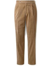 De Petrillo - Slim-fit Pleated Cotton-blend Corduroy Trousers - Lyst