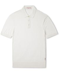 Orlebar Brown - Burnham Textured-Knit Silk And Cotton-Blend Polo Shirt - Lyst