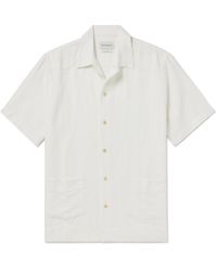 Oliver Spencer - Camp-collar Linen And Cotton-blend Jacquard Shirt - Lyst