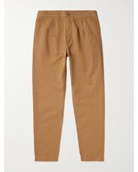 MR P. - Straight-Leg Pleated Garment-Dyed Cotton And Linen-Blend Twill Trousers - Lyst