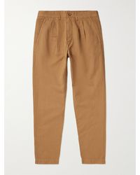 MR P. - Straight-leg Pleated Garment-dyed Cotton And Linen-blend Twill Trousers - Lyst