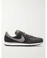 Nike Air Pegasus 83 Leather-trimmed Suede And Shell Trainers - Grey